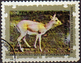 z vendido Guinea Ecuatorial 1976 Sello * Fauna Animales 16 Impala 2º Cent. Independencia de Estados Unidos Correo Aéreo Guinée Equatoriale Preobliteré Matasello de favor Preobliterado